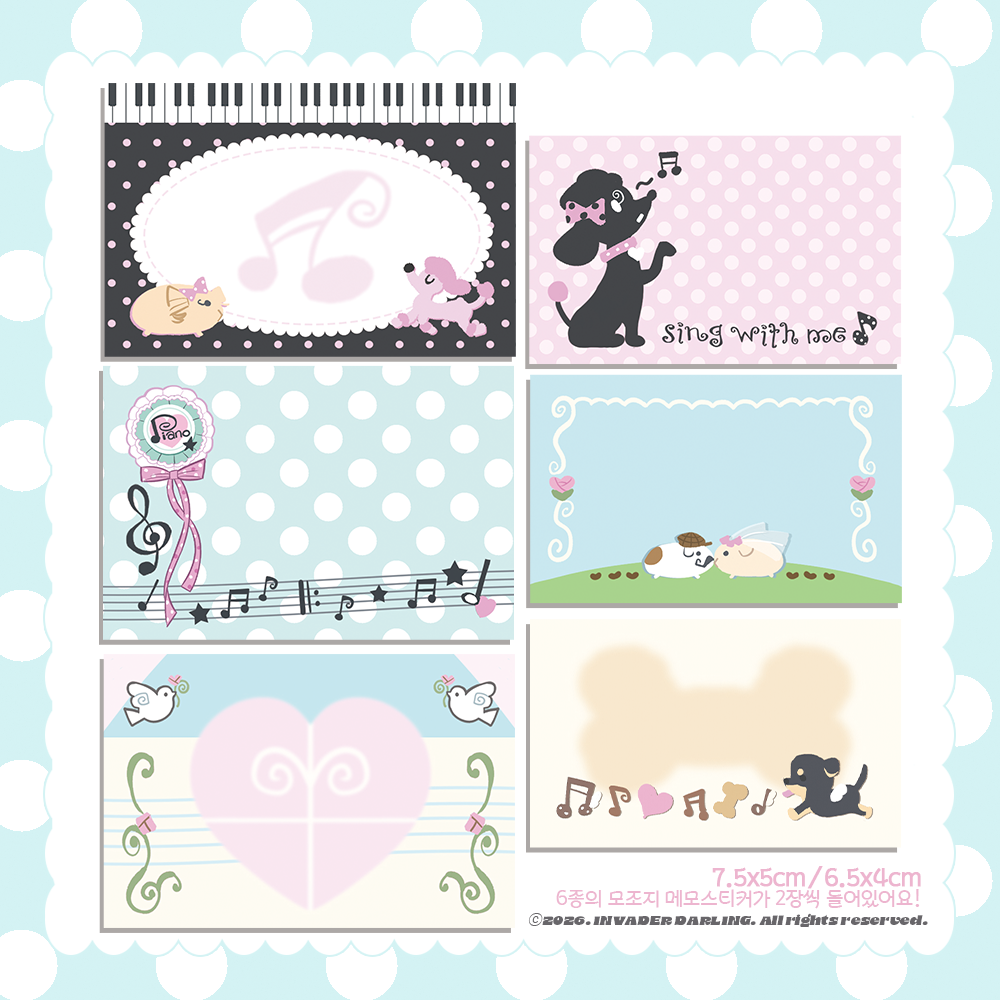 Invader Darling Love Music Memo Sticker Set