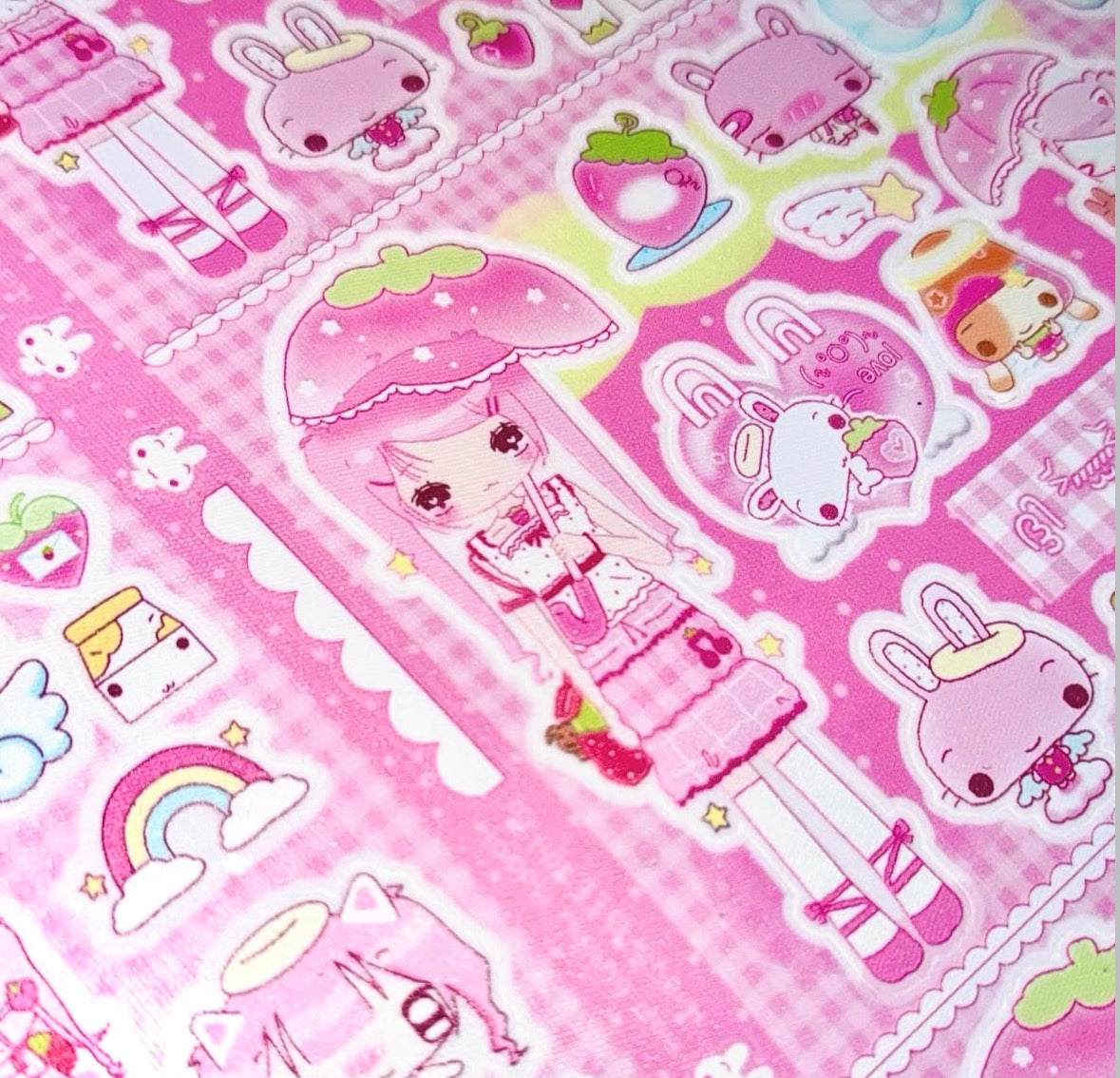 Happy Nyang Day Strawberry Girl Sticker