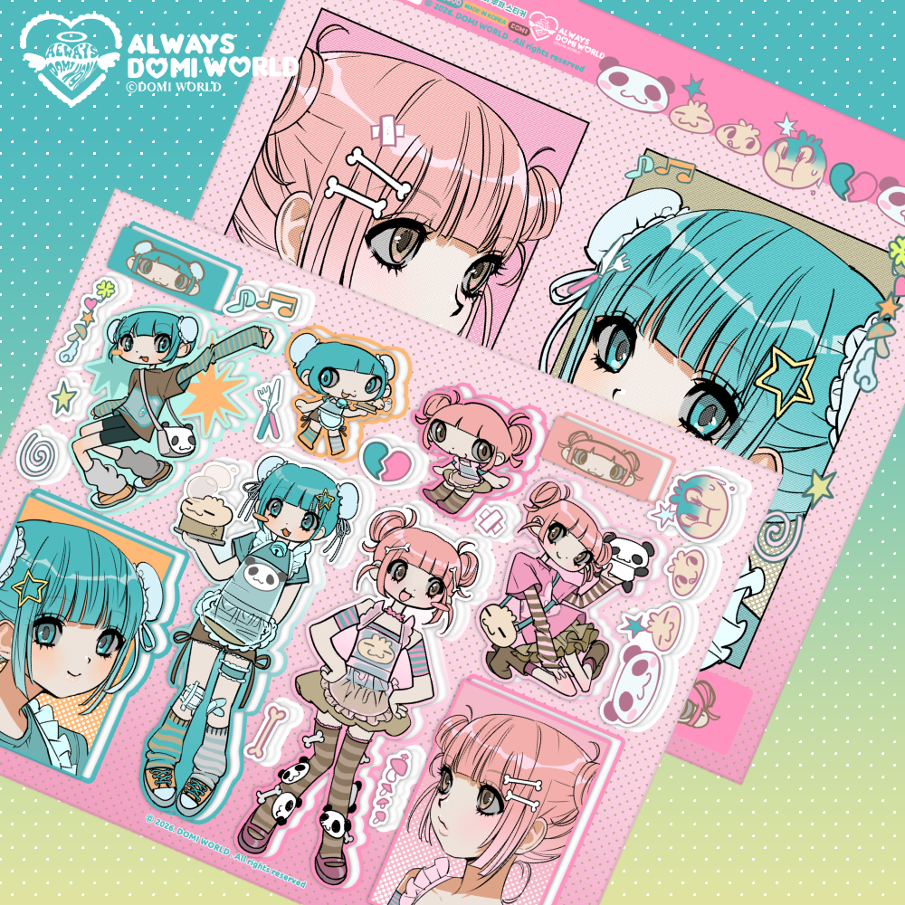 DOMI World Pink & Blue Cooking Duo Sticker