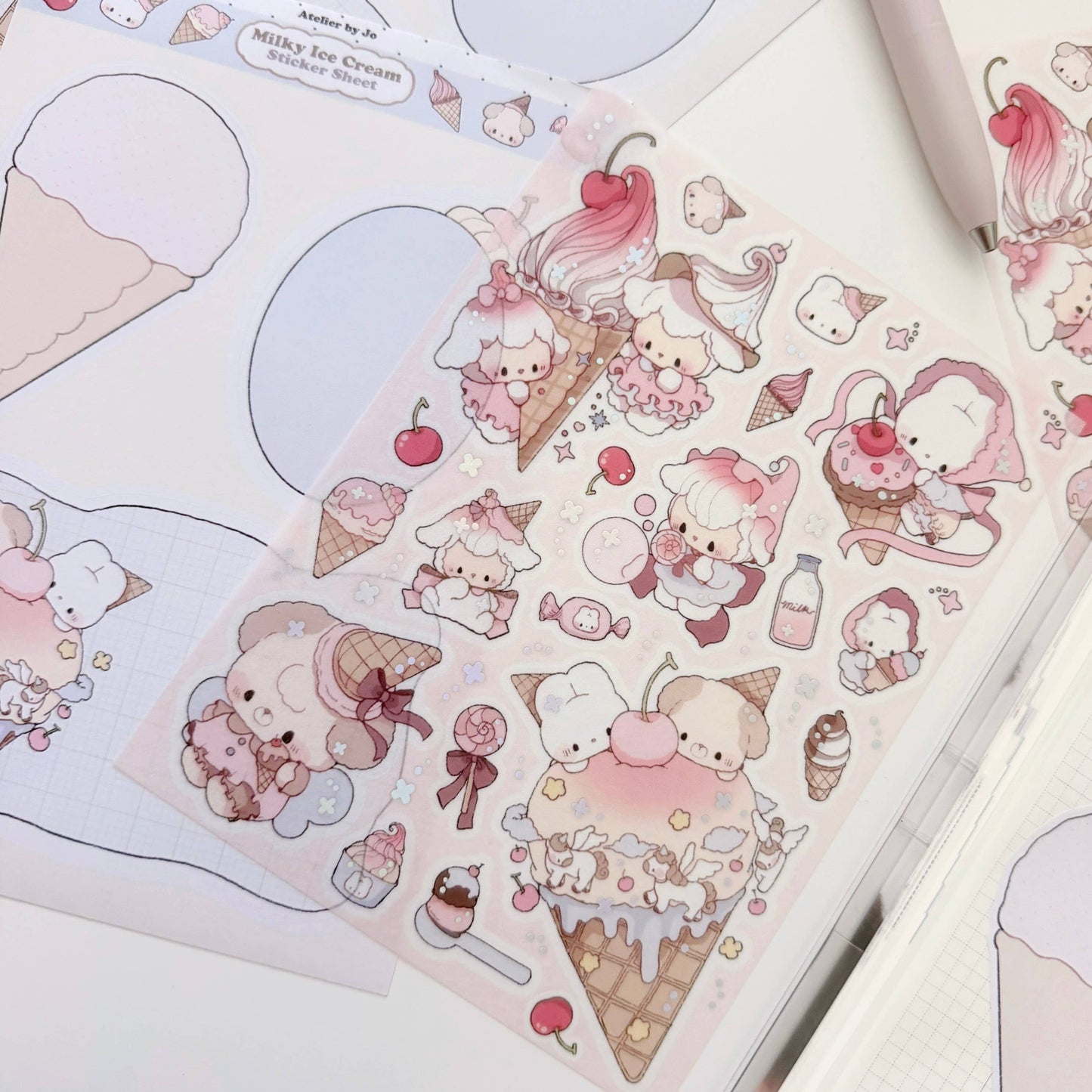 Atelier By Jo Milky Ice Cream: Large Washi Sticker Sheet