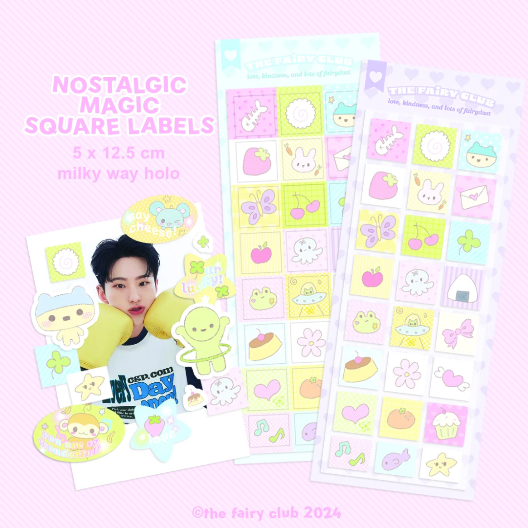 thefairyclub Nostalgic Fairy ꕤ Square Labels Sticker