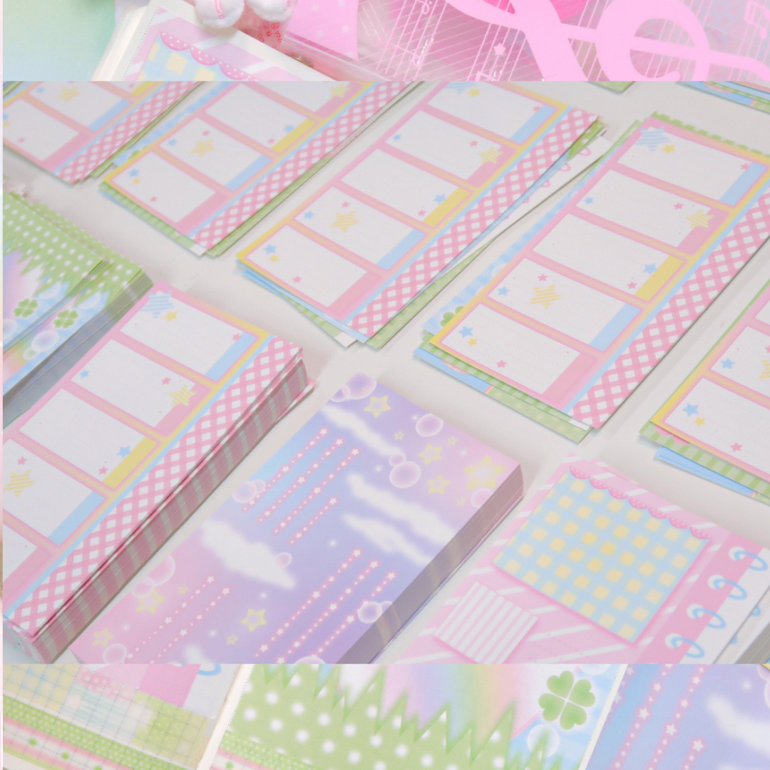 Pearly Button Dreamy Pastel Long Memo Sticker Set