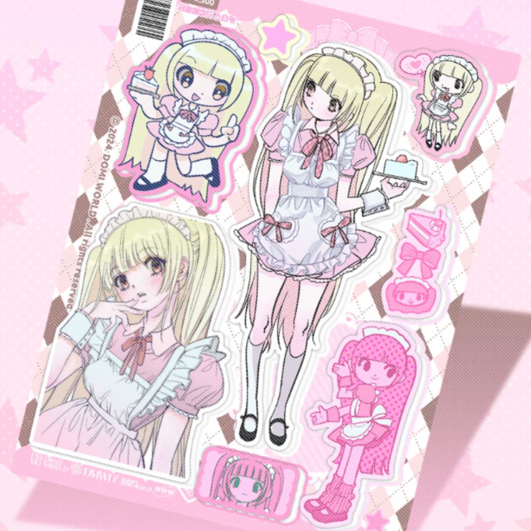DOMI World Pink Cake Maid Sticker
