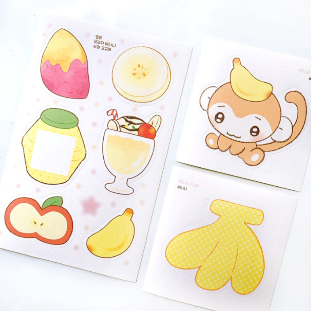 Pink Rue Monkey for Bananas Sticker Set