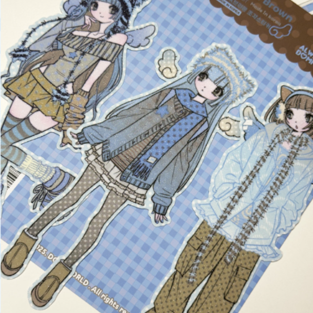 Domi World Blue Brown Piece Sticker Set