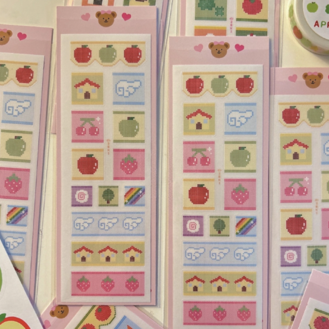 Zeki Bear Patchwork Shapes Sticker