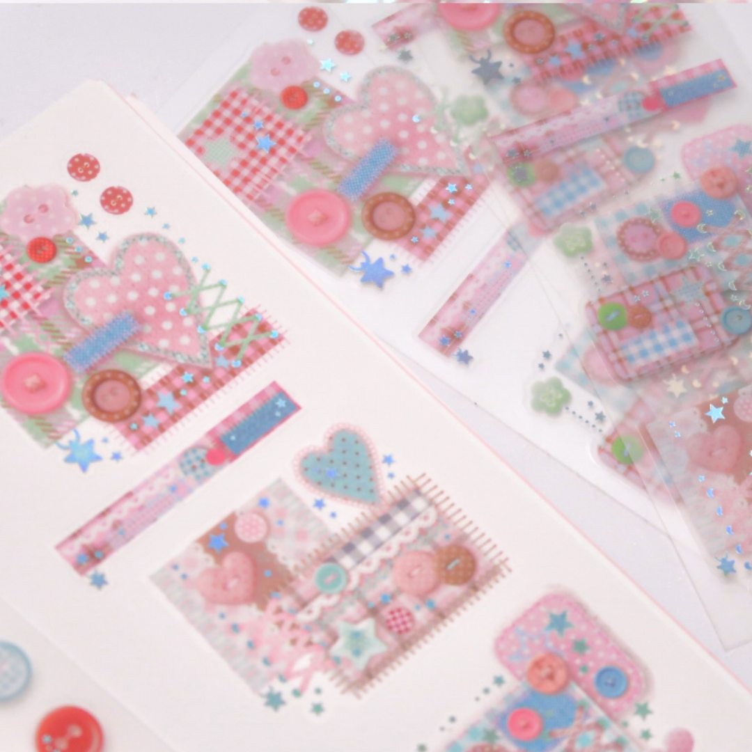 Pearly Button Bohemian Quilt Stitch Sticker
