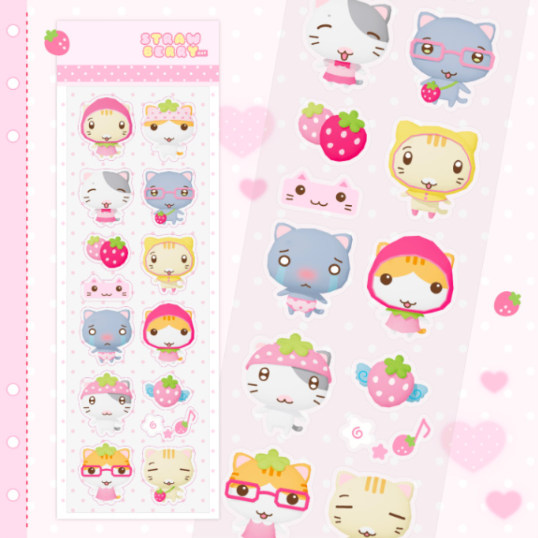 Jhove Strawberry Cat Sticker