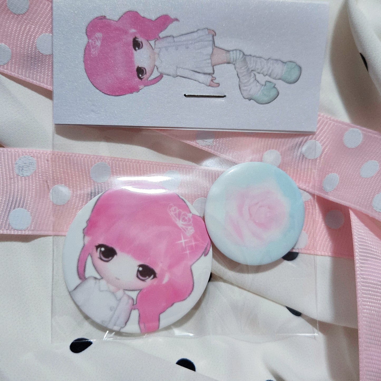 Coral Tree Rose Girl Button Pin Set