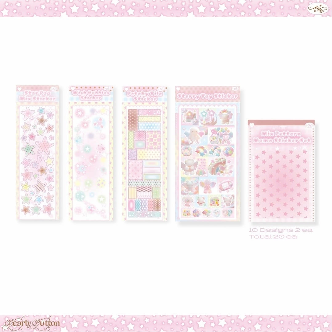 Pearly Button Mixed Starry Sticker Set