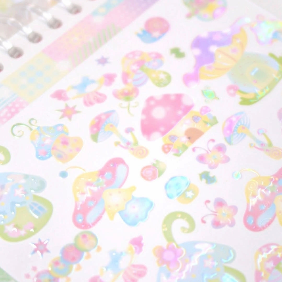 Pearly Button Aurora Fairy Mushroom Kiss-cut Tape
