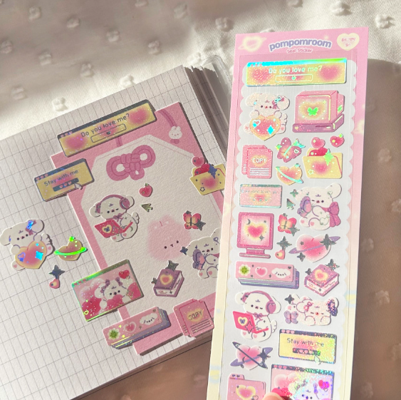 pompomroom computer hologram foil seal sticker