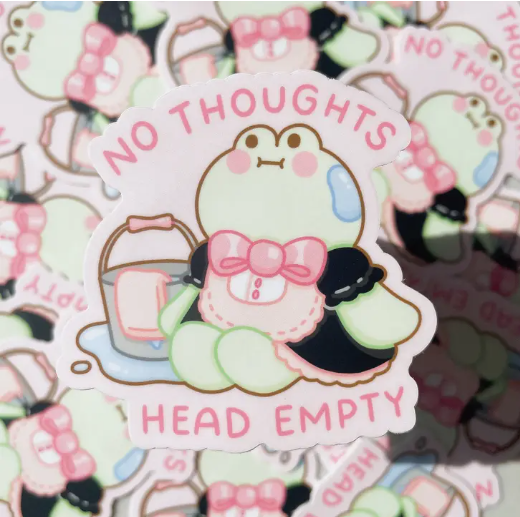 StickyRiceCo No Thoughts Head Empty Matcha the Frog Maid Heavy Duty Waterproof Vinyl Diecut Sticker