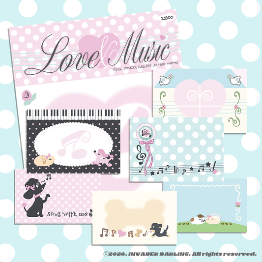 Invader Darling  Love Music Memo Sticker Set