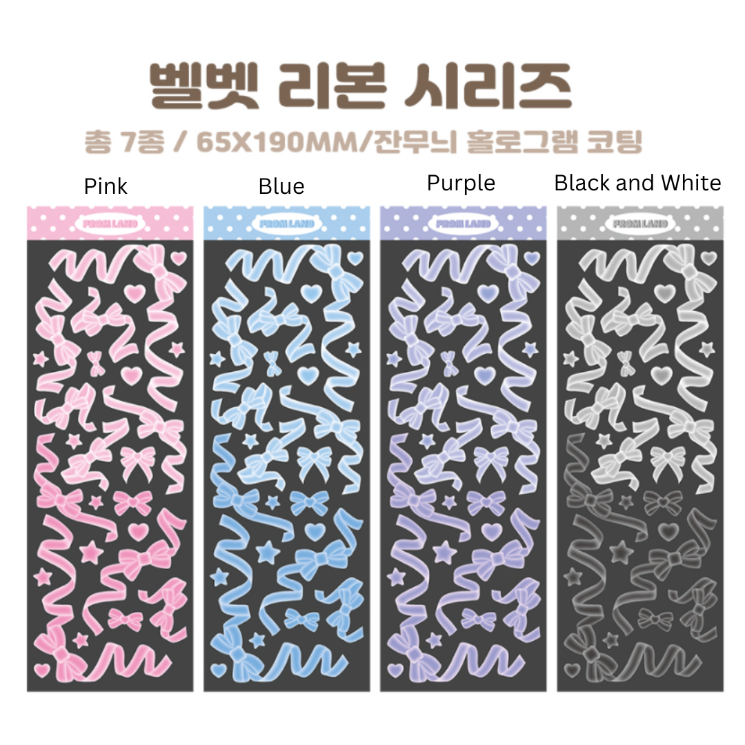 Hipromland Velvet Ribbon Bows Sticker [ 7 vars]