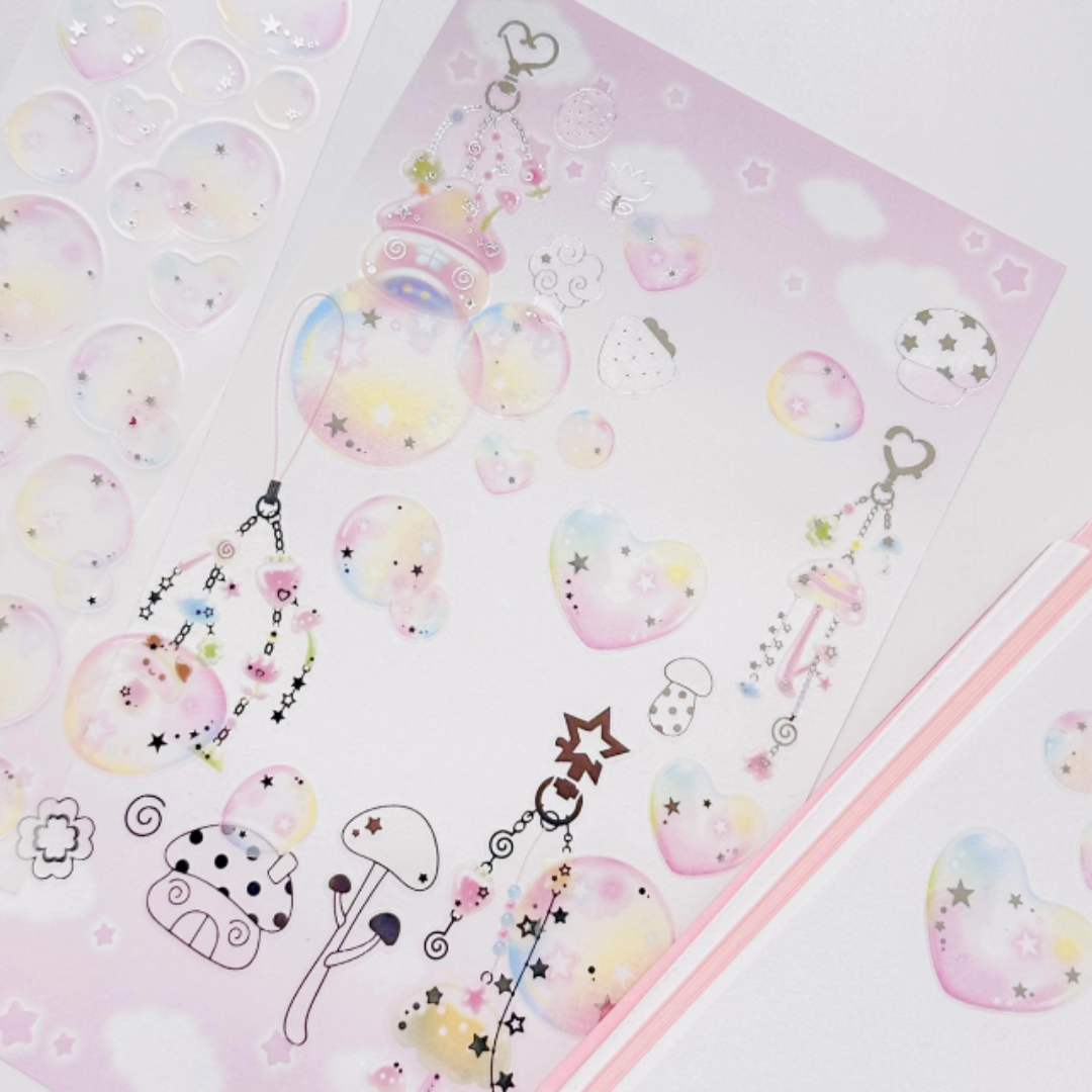 Pearly Button Rainbow Bubble Sticker