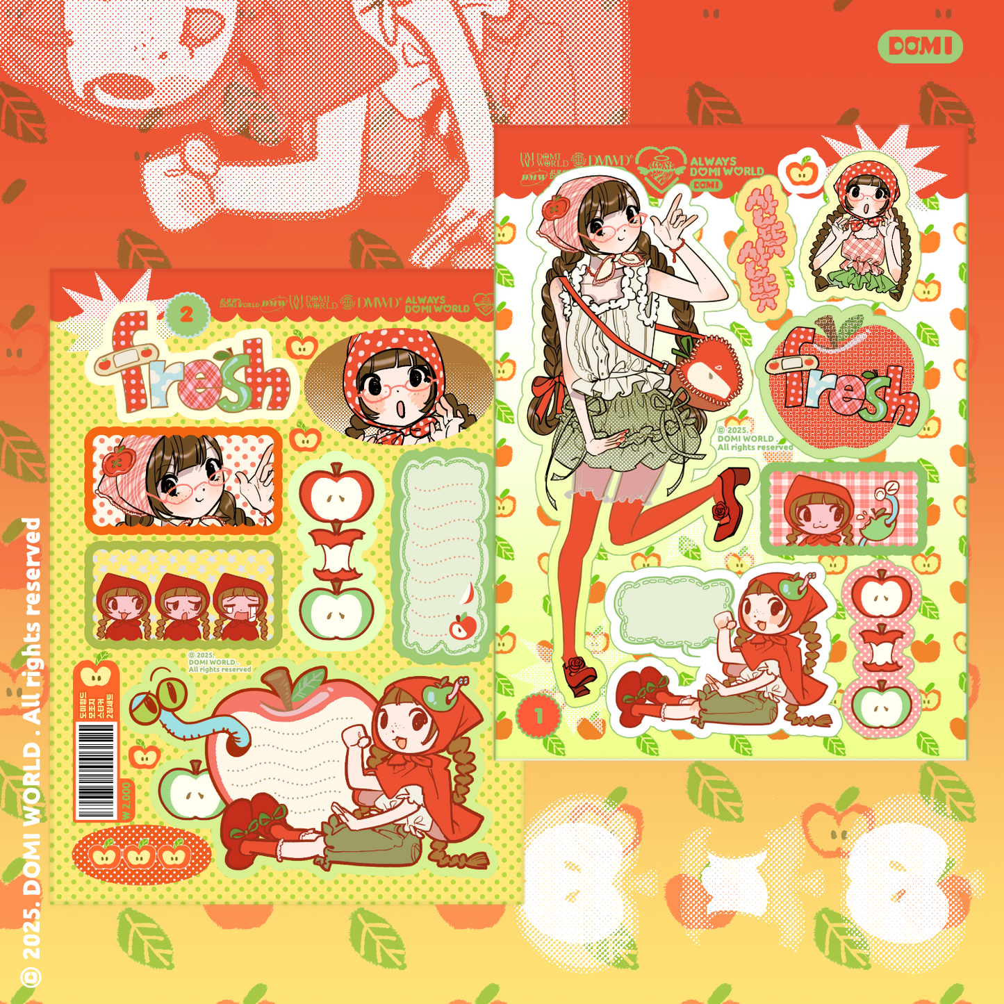 Domi World Apple Memo Sticker Set