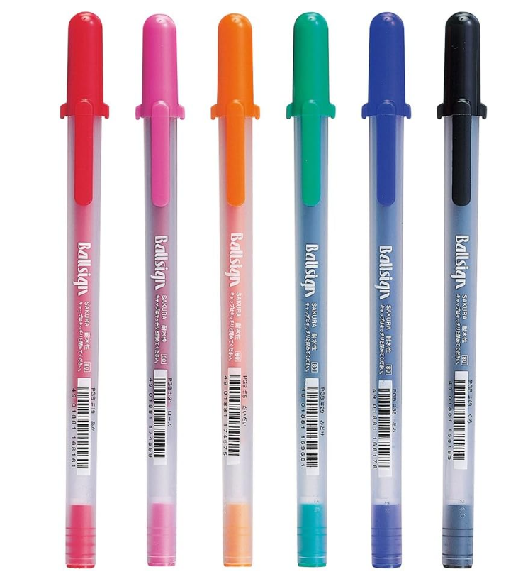 Sakura 80 Ballpoint Sign 6-colors Gel Ink Pen Set