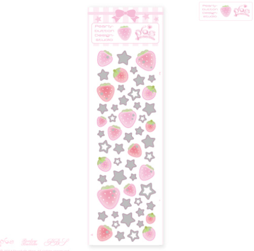 Pearly Button Strawberry Silver Star Sticker