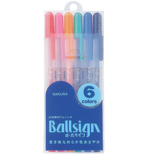 Sakura 80 Ballpoint Sign 6-colors Gel Ink Pen Set