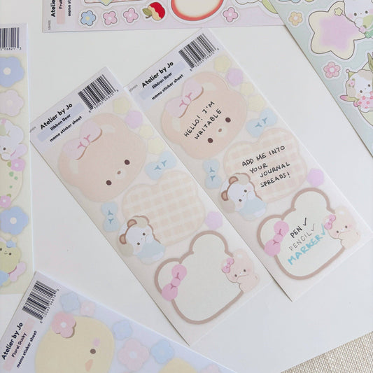 Atelier By Jo Ribbon Bear Memo Sticker Sheet
