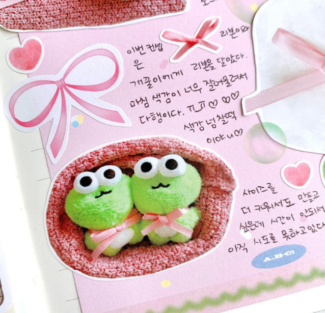 Pink Rue Ribbon Green Frog Sticker