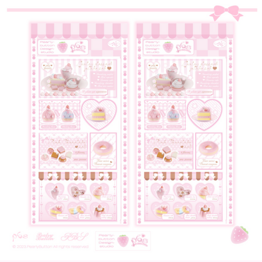 Pearly Button Pink Sweets Menu Sticker