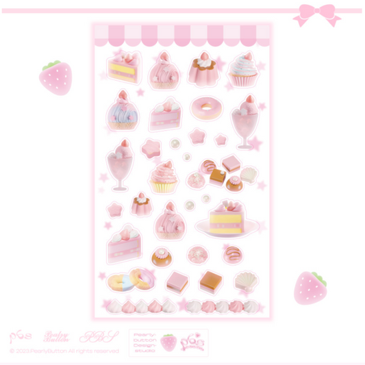 Pearly Button Pink Sweets Pastries Sticker