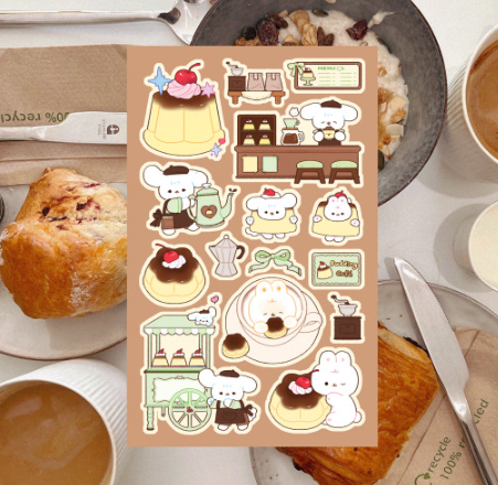 PomPomRoom Pudding Cafe Matte Seal Sticker