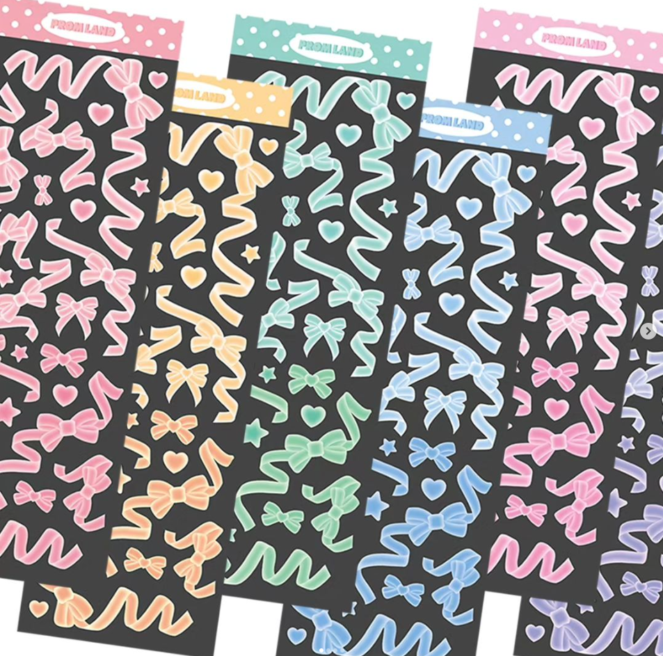 Hipromland Velvet Ribbon Bows Sticker [ 7 vars]