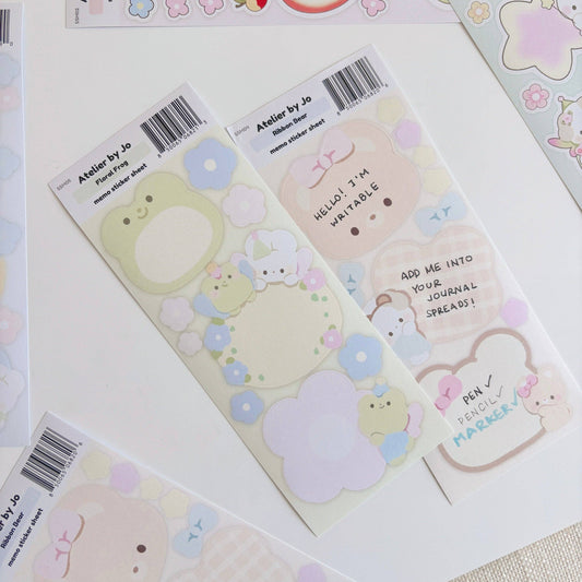 Atelier By Jo Floral Frog Memo Sticker Sheet
