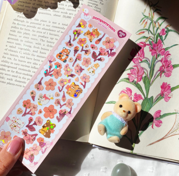 pompomroom cherry blossom viewing  seal sticker