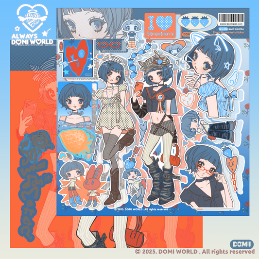 Domi World I love Blue Strawberry Sticker