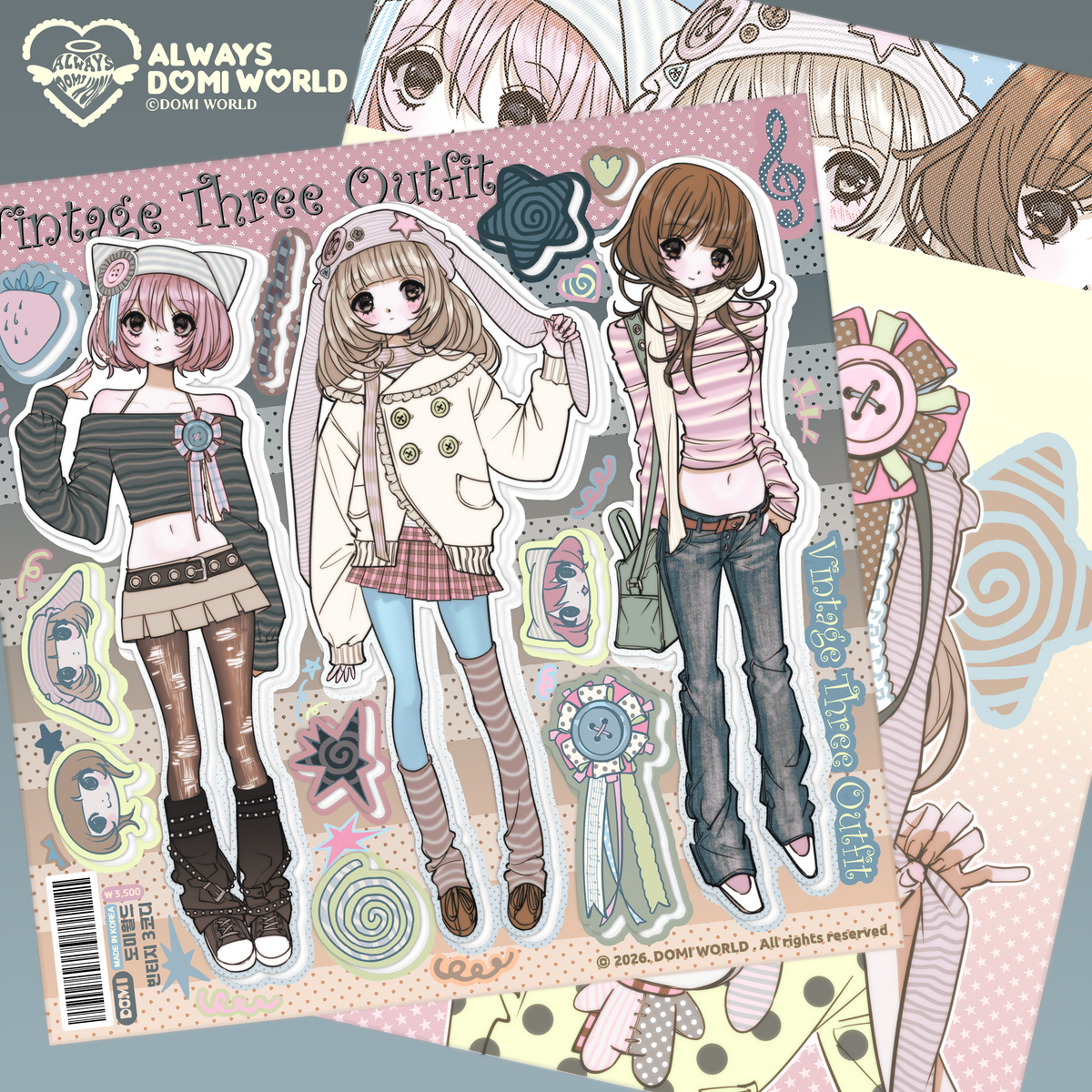 DOMI World Vintage Three Outfit Sticker