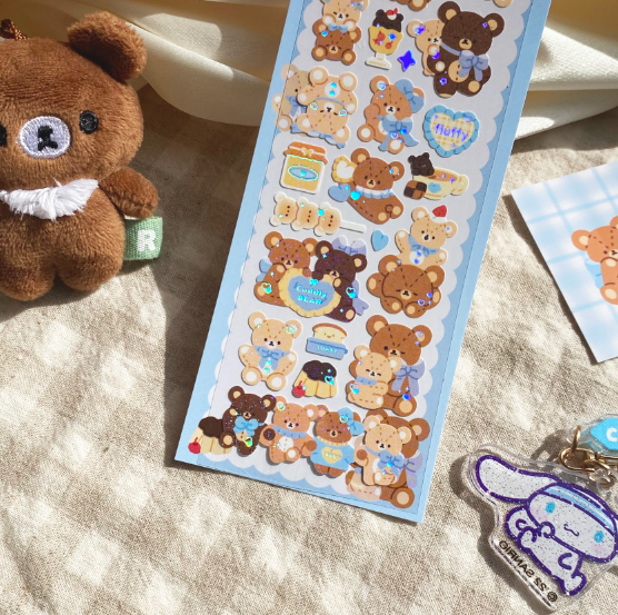 PomPomRoom Cozy Bear Hologram Seal Sticker