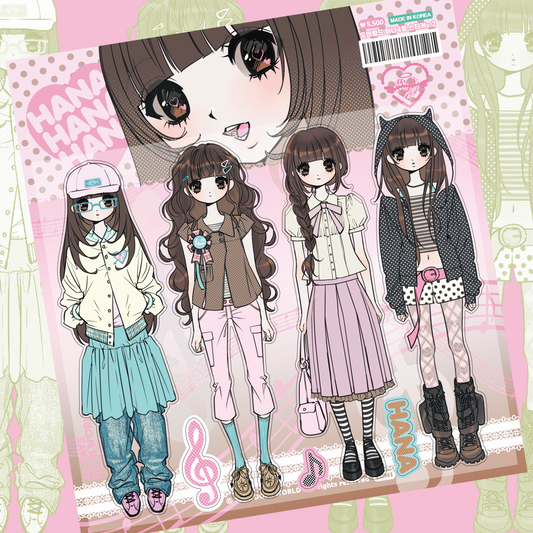 DOMI World Hana Pink 4 Character Outfit Sticker