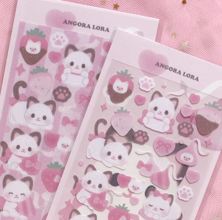 Angora Lora Strawberry Flavored Cat Sticker