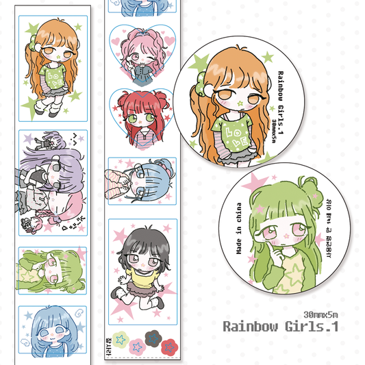 Jalsara Rainbow Girl Ver 1.  Die Cut Sticker Tape