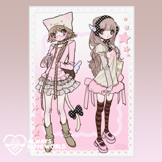 DOMI World Pink Two Cats Postcard
