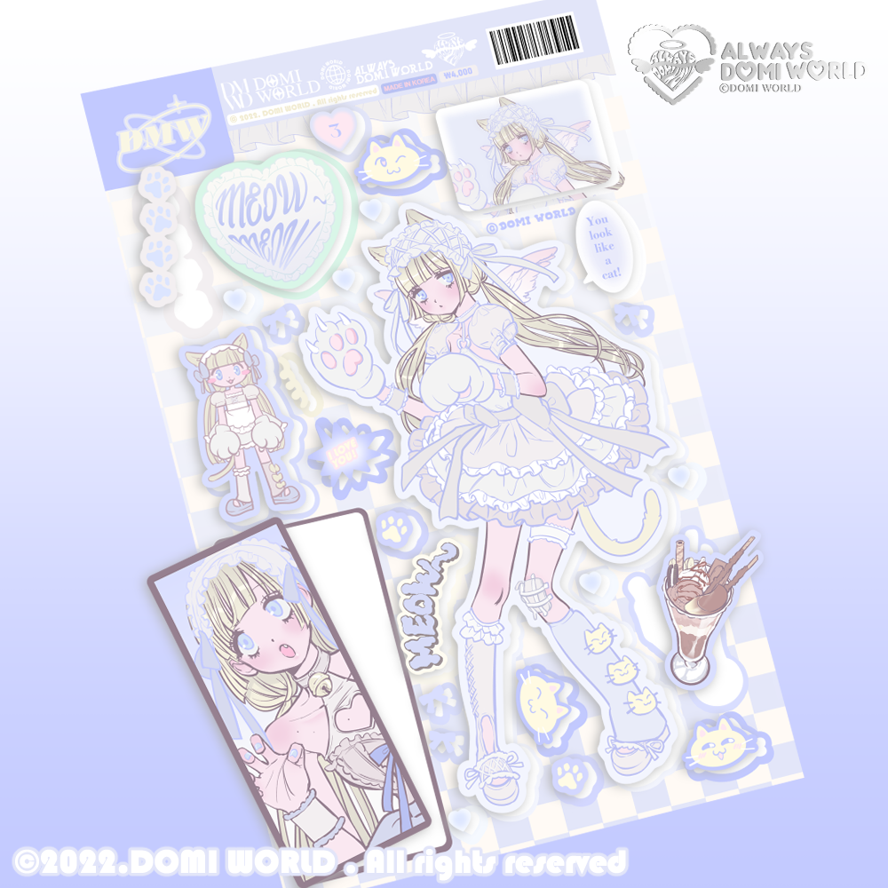 DOMI World Blue Cat Sticker Sheet