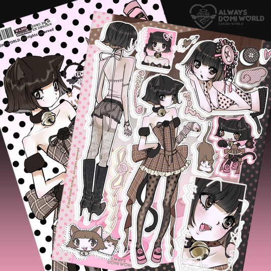 DOMI World Black Dot Cat Sticker