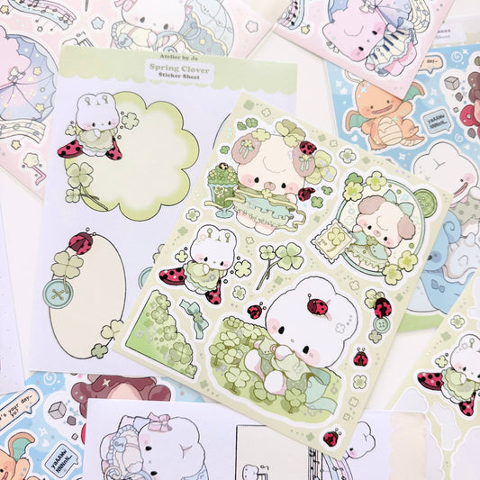 Atelier by Jo Ladybugs and Clovers: Large Illustrative Sticker Sheet