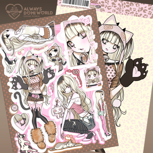 DOMI World Pink Brown Gyaru Sticker