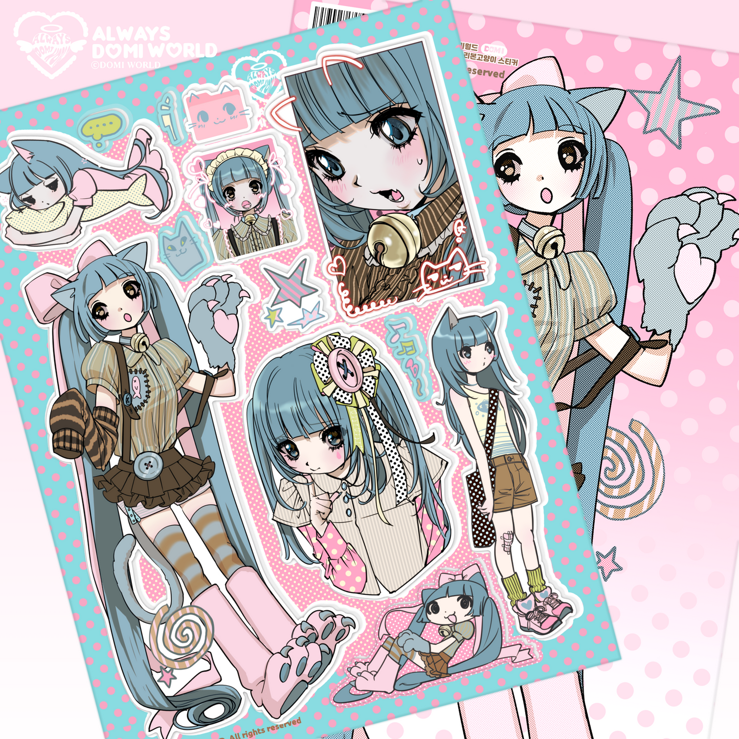 DOMI World Blue Ribbon Cat Sticker