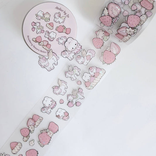 Atelier by Jo Pink Strawberry and Unicorn Sticker Tape Roll