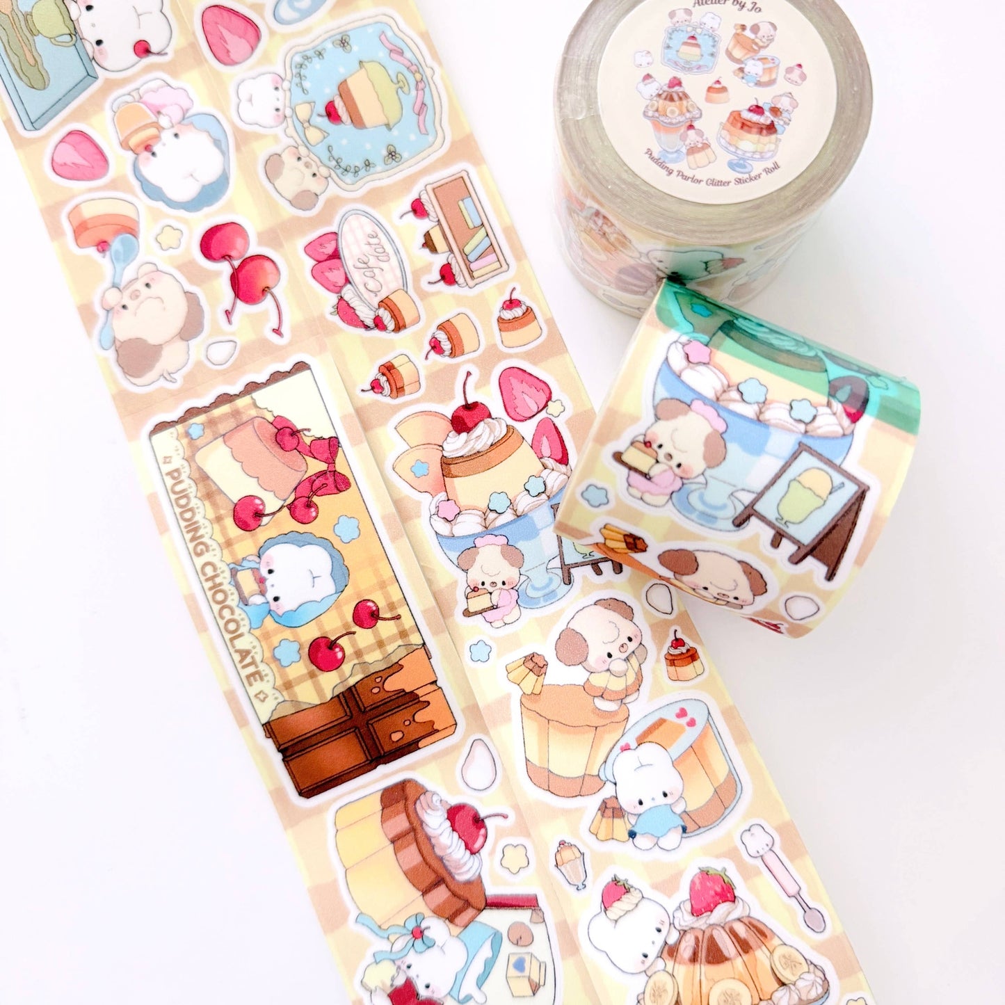 Atelier by Jo Pudding: Illustrative Glitter Sticker Roll Tape