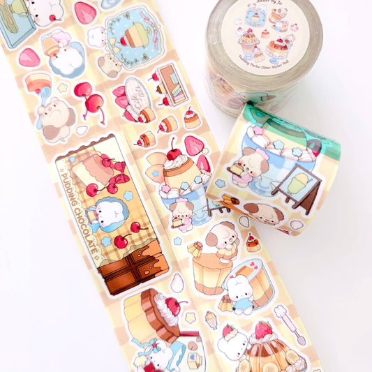 Atelier by Jo Pudding: Illustrative Glitter Sticker Roll Tape