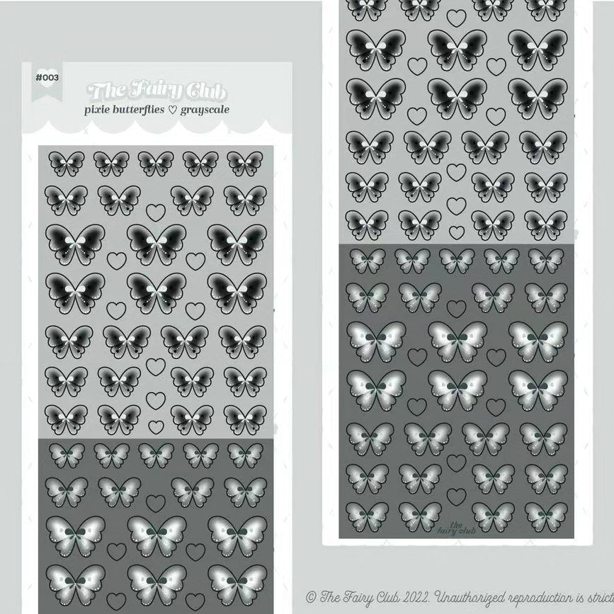 Thefairyclub greyscale butterflies sticker