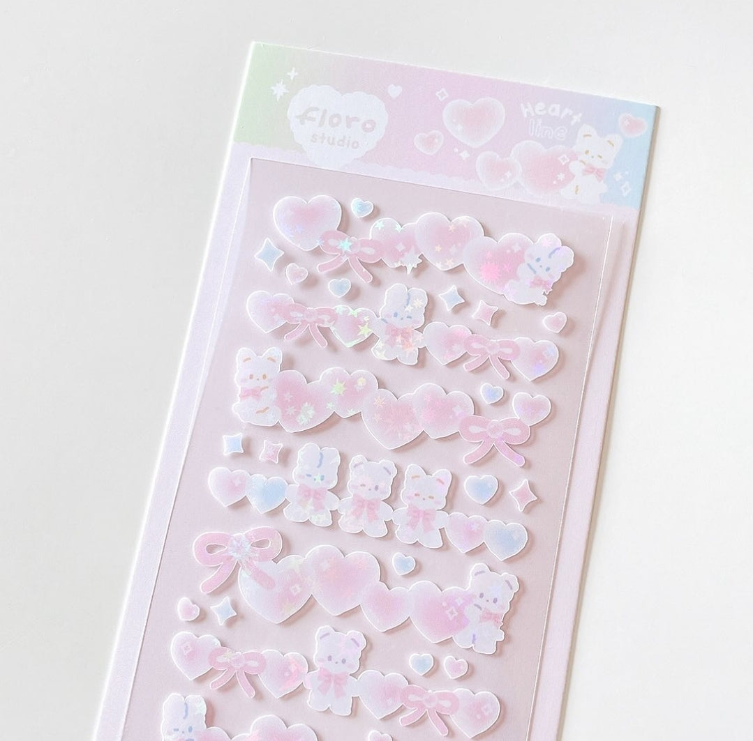 Floro Studio Pink Heart Line Sticker