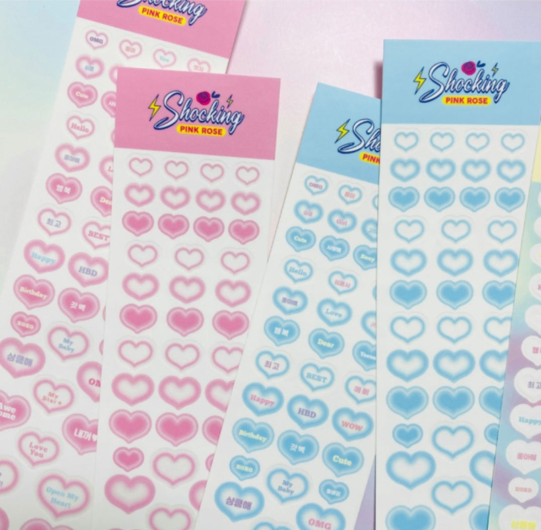 Shocking Pink Rose Heart Bubble Sticker {Clear} [6 vars]